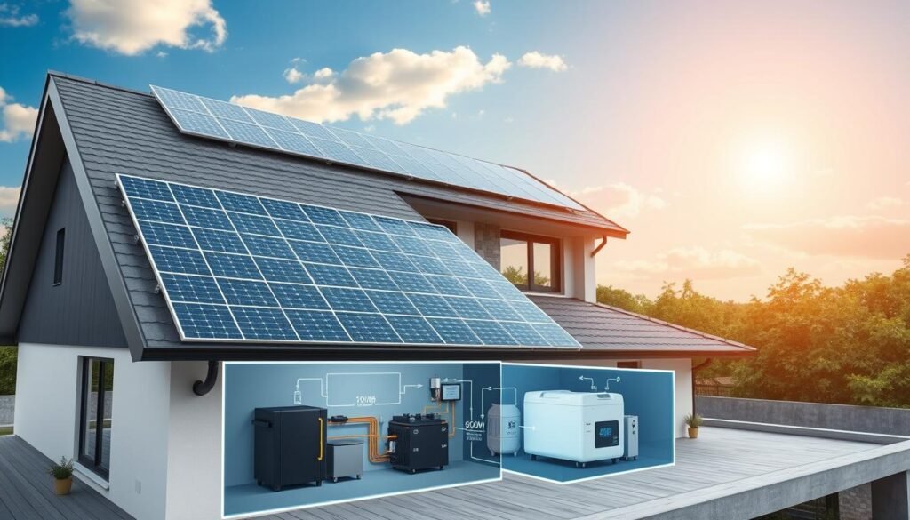 Maison équipée d'un kit solaire autoconsommation 6000W avec batterie