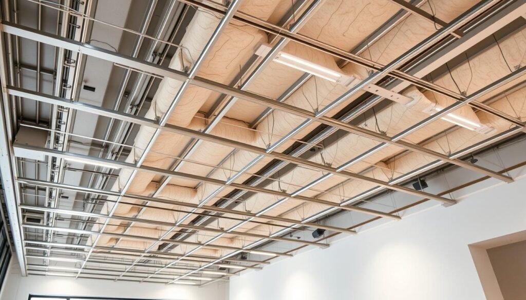 Pose des suspentes et de l'ossature Pose des suspentes et de l'ossature