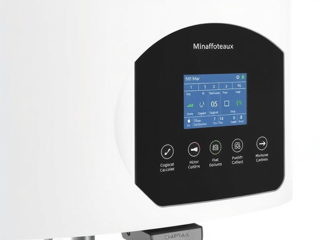 Chaudière à gaz Chaffoteaux Mira Advance avec détail du panneau de contrôle