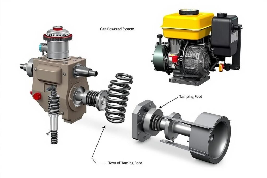 Composants principaux d'une pilonneuse à moteur thermique