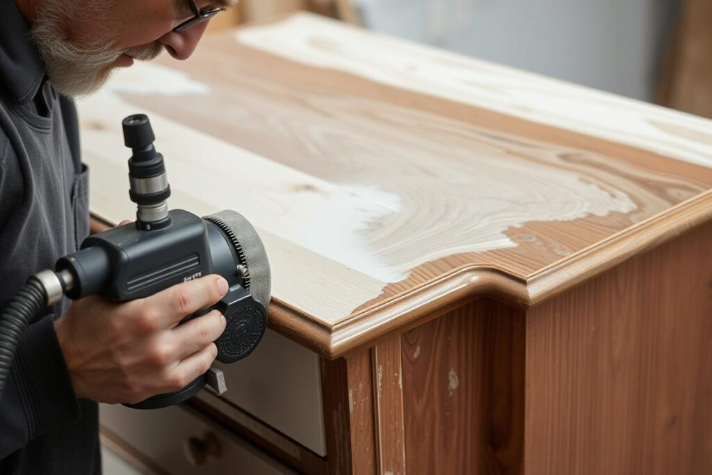 Décapage de bois avec une aérogommeuse professionnelle