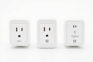 Différents types de prises connectées avec leurs technologies de connexion (Wi-Fi, Bluetooth, ZigBee)