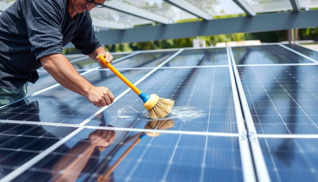 Entretien d'un carport panneau solaire avec nettoyage des panneaux