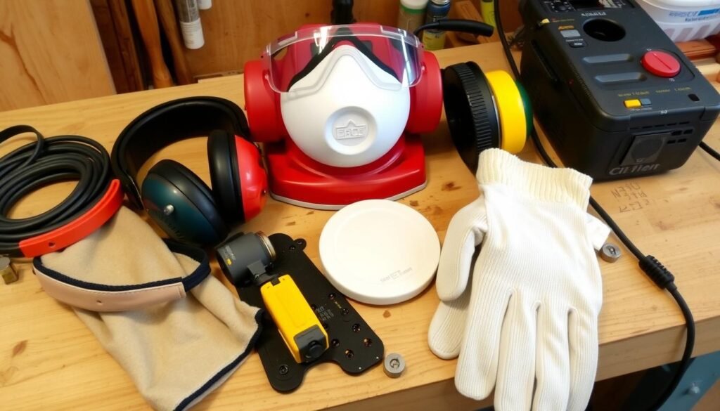 Équipements de protection pour l'utilisation d'une ponceuse à bande