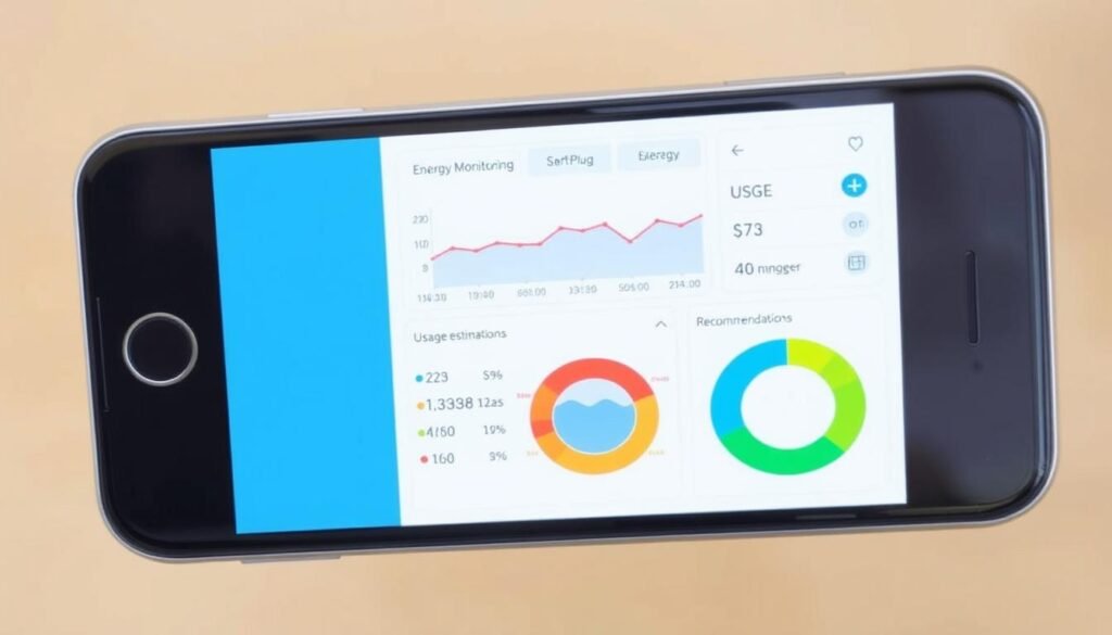 Interface de suivi de consommation énergétique d'une prise connectée montrant des graphiques et statistiques