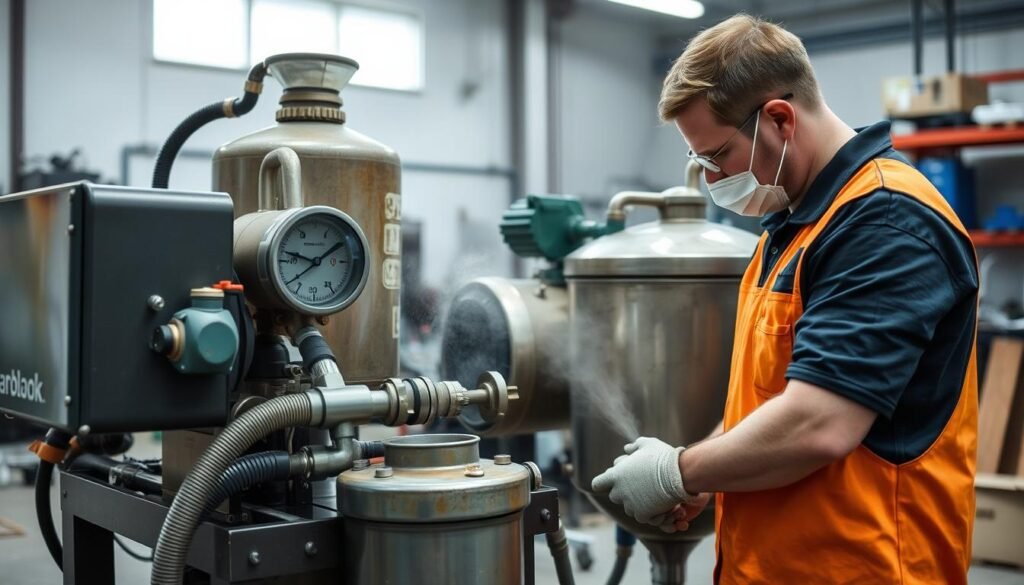 Maintenance d'une sableuse professionnelle