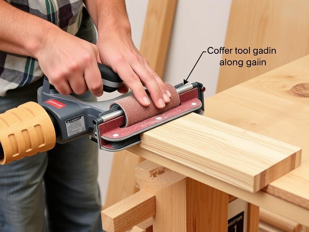 Mouvement correct de la ponceuse à bande sur le bois