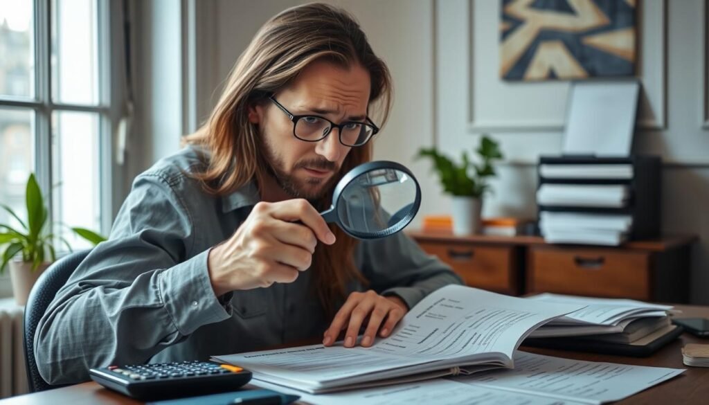 Personne vérifiant sa facture d'électricité pour détecter d'éventuels frais illicites