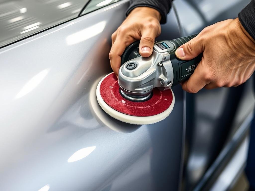 Polissage d'une carrosserie avec une tour meuleuse Polissage d'une carrosserie avec une tour meuleuse