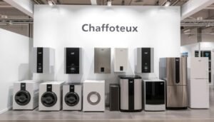 Présentation de la gamme de chaudières à gaz Chaffoteaux avec logo de la marque