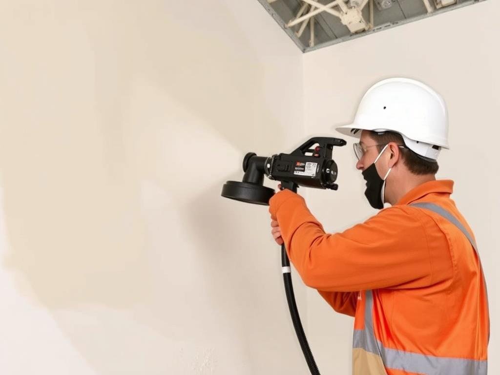 Sablon projecteur d'enduit mural en action