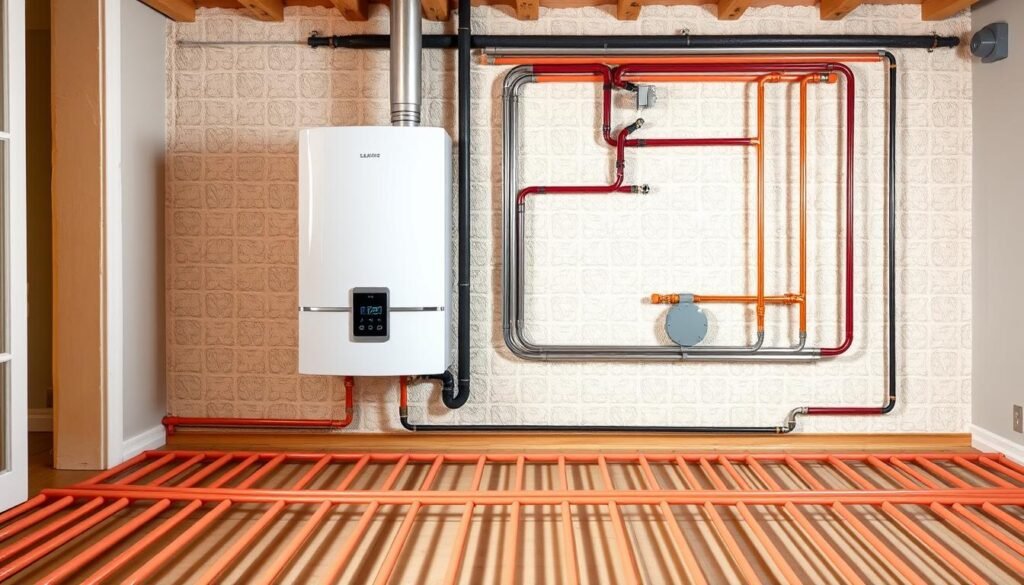 Système de chauffage complet avec chaudière à condensation et plancher chauffant