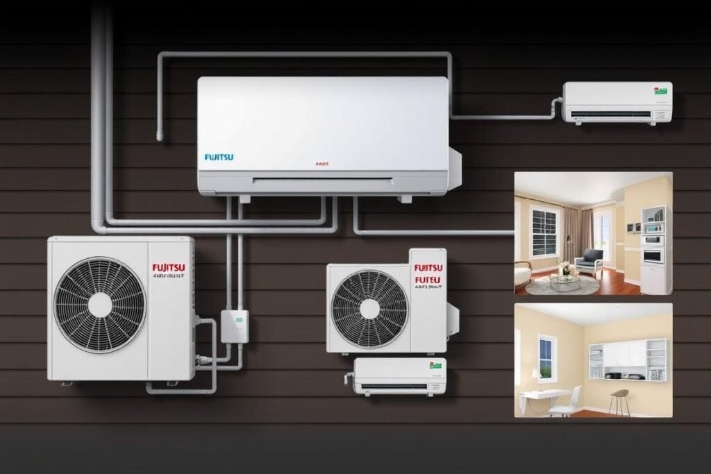 Système multisplit Fujitsu AOYG avec plusieurs unités intérieures