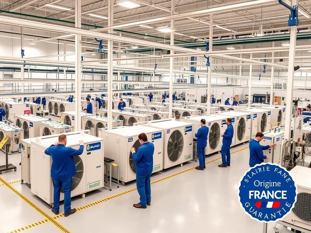 Usine de fabrication Auer en Picardie avec chaîne de production de pompes à chaleur et certification Origine France Garantie
