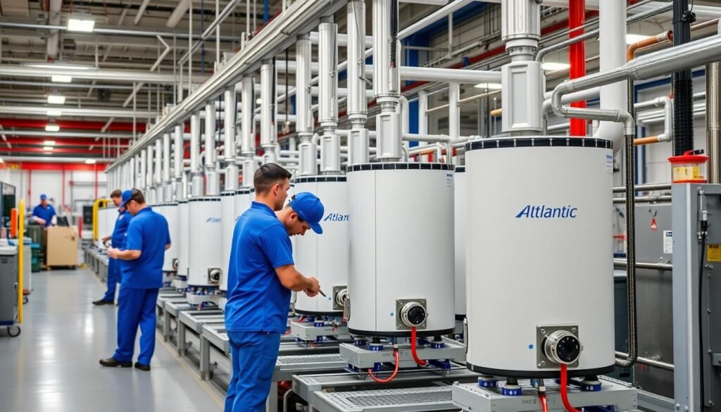 Usine de production Atlantic avec ligne d'assemblage de chauffe-eaux thermodynamiques