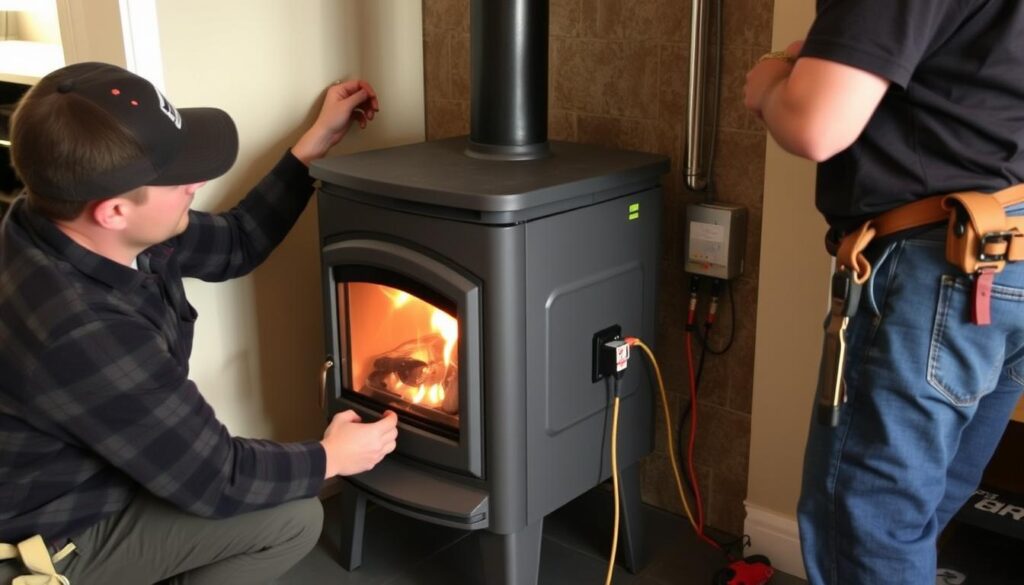 Installation professionnelle d'un poêle à granulés