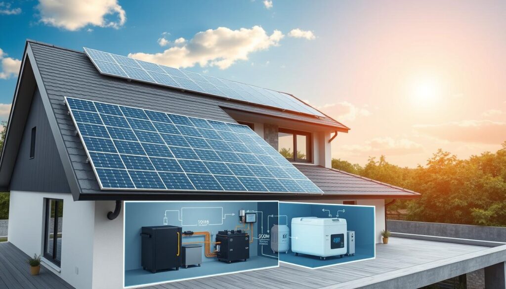 Maison équipée d'un kit solaire autoconsommation 6000W avec batterie