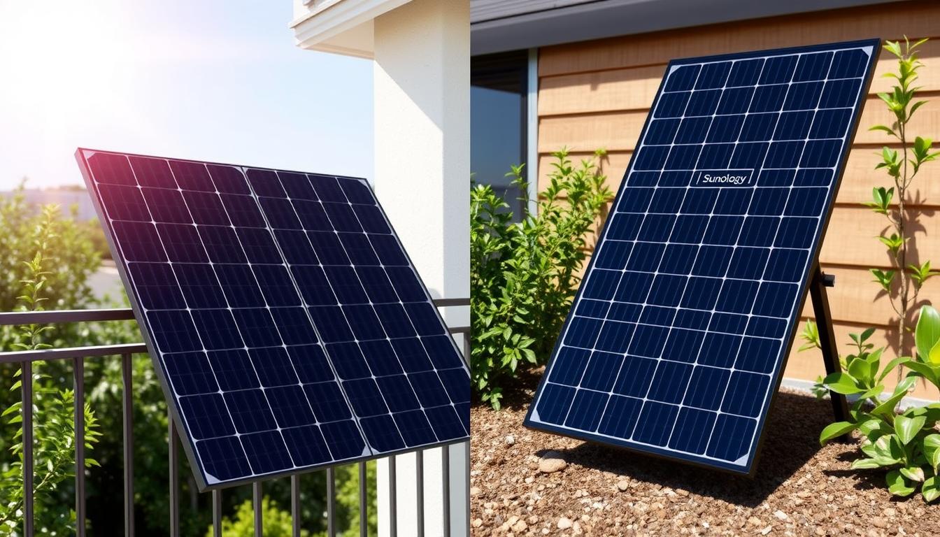 Panneaux solaires Sunology en situation d'installation sur un balcon et au sol - tests indépendants 2026