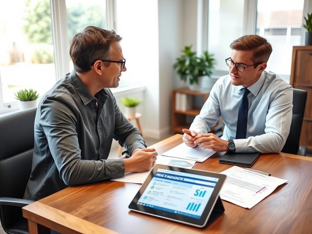 Personne consultant un expert en assurance travaux fait soi meme