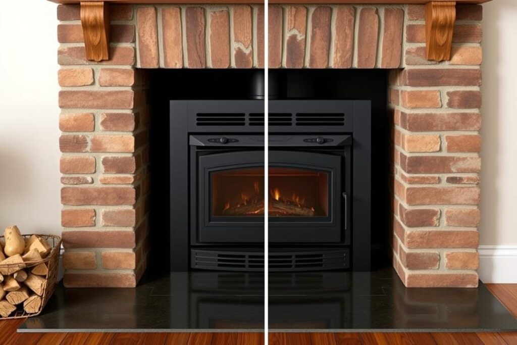 Poêle à granulés encastrable dans une ancienne cheminée