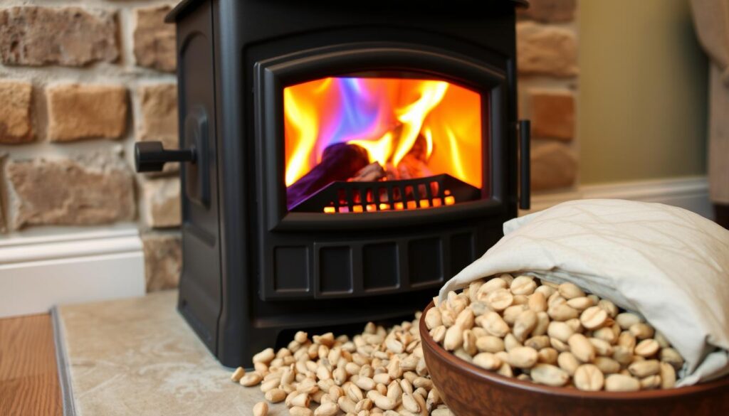 Poêle à granulés optimisé avec une belle flamme et une faible consommation