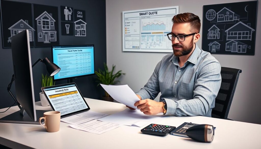 Professionnel de la domotique comparant plusieurs devis d'assurance décennale
