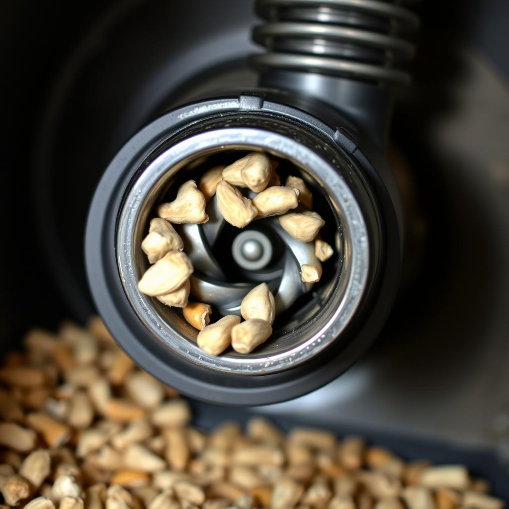 Vis sans fin d'un poêle à granulés lors d'un entretien