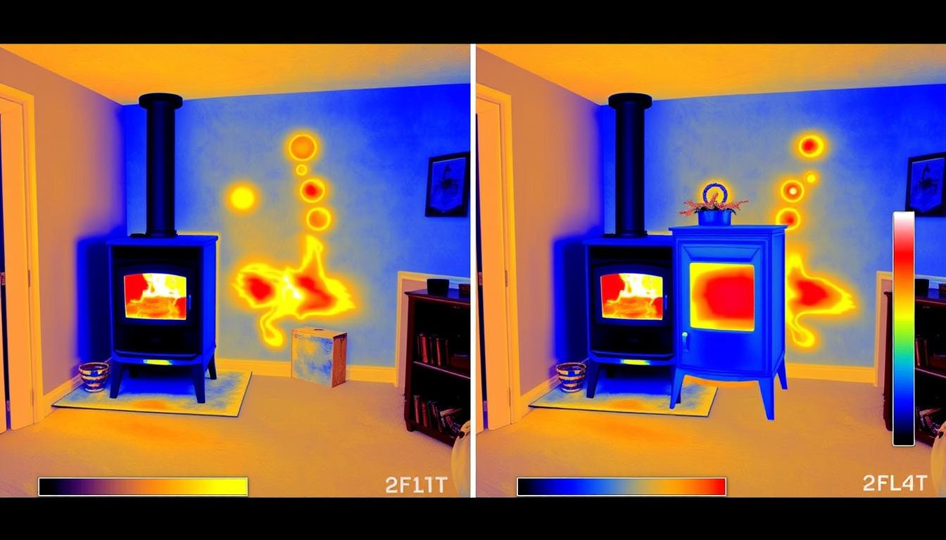 Visualisation de la distribution de chaleur avec et sans soufflerie dans une pièce
