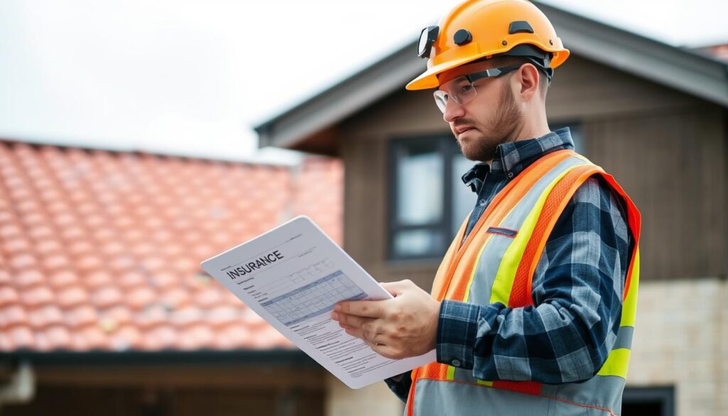 Zingueur consultant la documentation de son assurance décennale sur un chantier