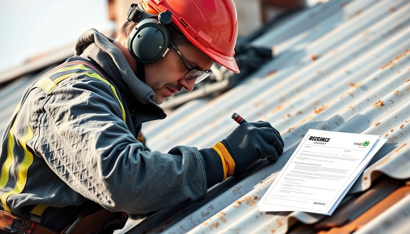 Zingueur travaillant sur une toiture en zinc avec assurance décennale