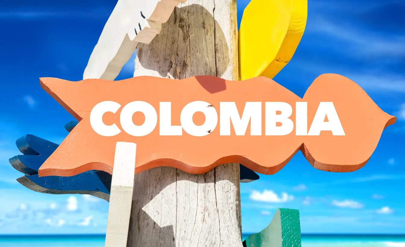 Assurance voyage Colombie Panneau signaletique Colombie avec plage