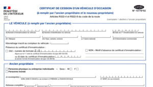 Certificat de cession de véhicule