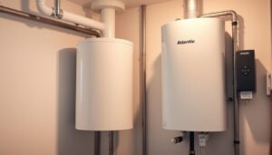 Chauffe-eau thermodynamique Atlantic installé dans une buanderie moderne