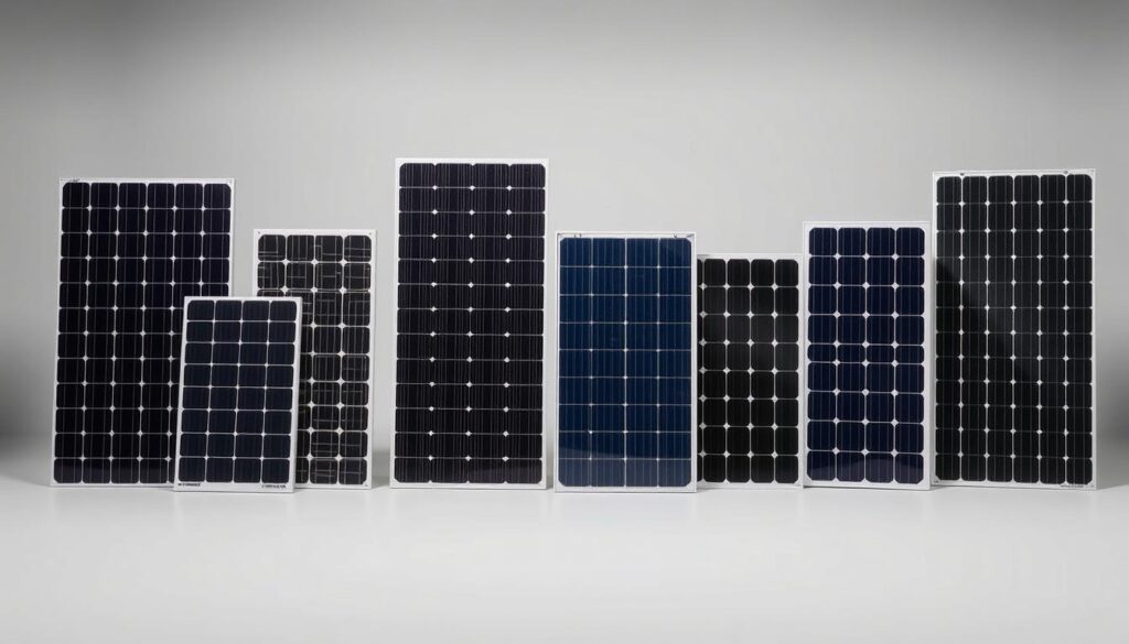 Différents modèles de panneaux solaires amorphes de diverses marques
