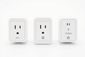 Différents types de prises connectées avec leurs technologies de connexion (Wi-Fi, Bluetooth, ZigBee)