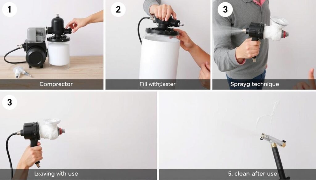 Étapes d'utilisation d'un sablon projecteur d'enduit