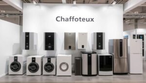 Présentation de la gamme de chaudières à gaz Chaffoteaux avec logo de la marque